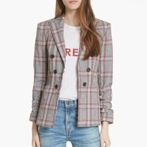 Veronica Beard Caldwell Dickey Checked Blazer In Red Size 4